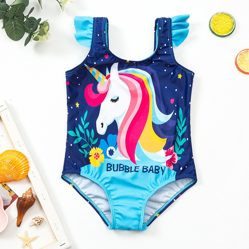 Children's one-piece swimsuit girls cute cartoon style training clothes girls swimming equipment hot spring sunscreen swimsuit