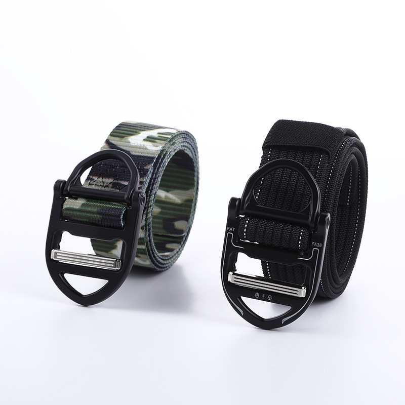 2020新款合金四档环扣仿尼龙无孔皮带户外运动简约合金扣头腰带