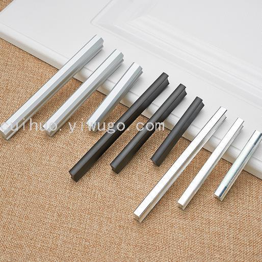 One-piece handle, long handle, two-color space aluminum alloy handle, drawer, wardrobe, cabinet, door handle details Picture