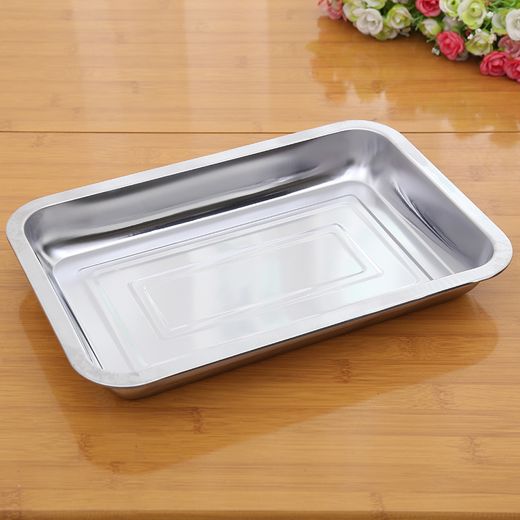 31cm*21cm*3.6cm不锈钢方盘 深托盘 小食物盘烧烤盘烘焙长方托盘