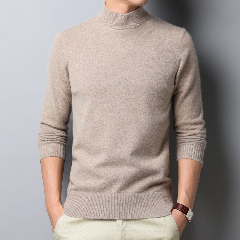 Half turtleneck sweater men's solid color all-match bottom men's sweater men's Korean thick sweater manufacturers direct sales