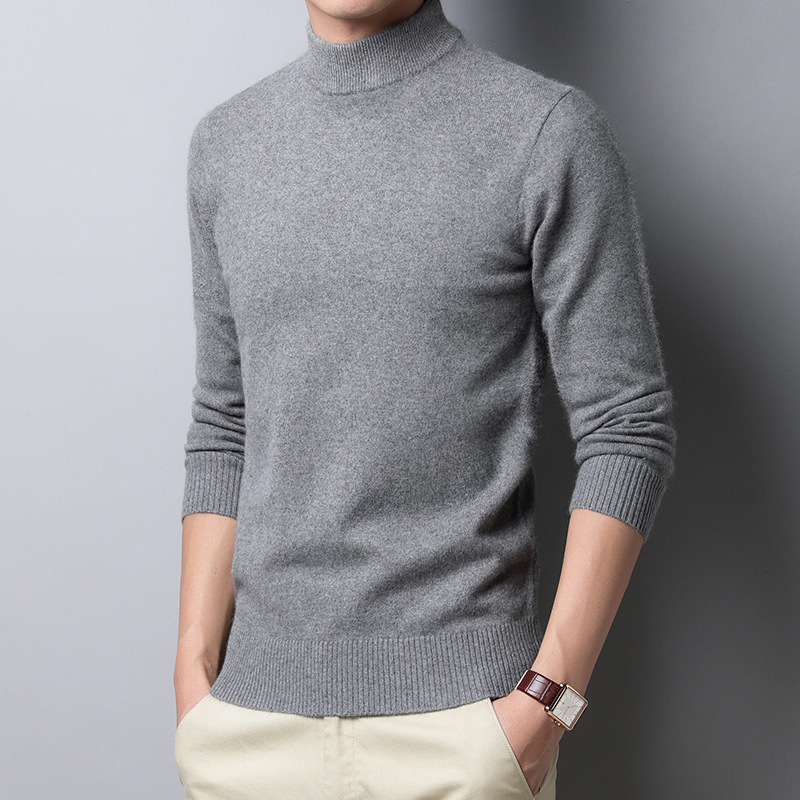 Cashmere autumn and winter men's sweater sweater half turtleneck men's youth slim bottom knit men's wholesale