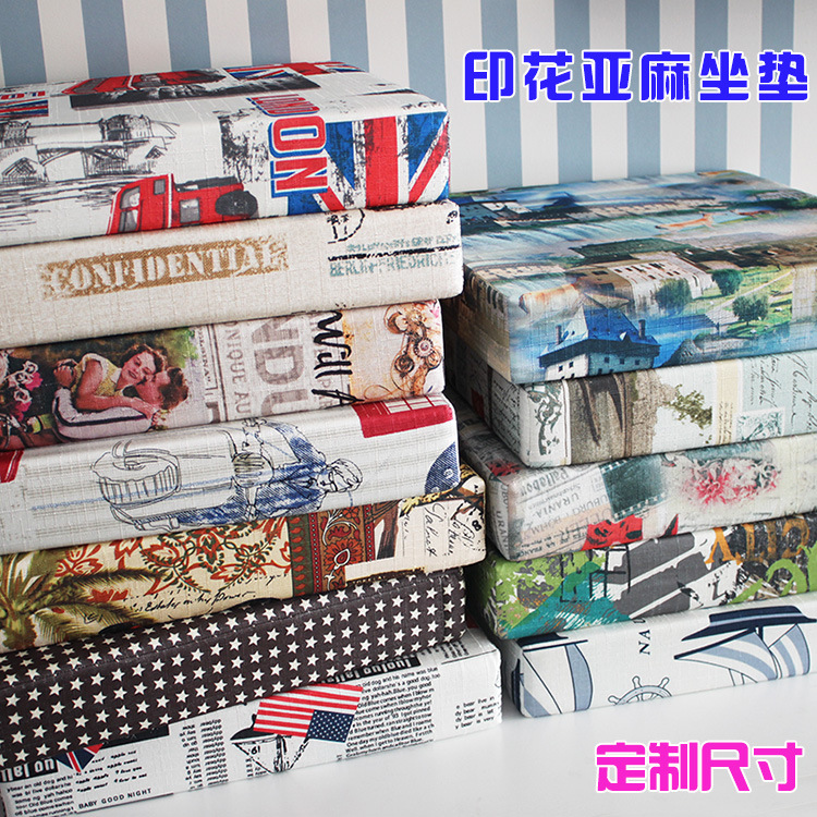 European-style printed linen seat cushions, sponge cushions, sofa cushions, bay window cushions, window sill cushions, dining chair cushions, shoe-changing stool cushions, custom-made details Picture