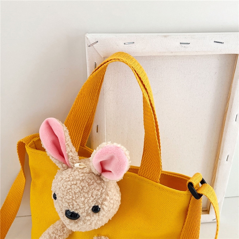 Children's bags 2021 Autumn new crossbody bag, cute rabbit chest bag, Korean-style mini canvas bags for boys and girls, trendy Specification image
