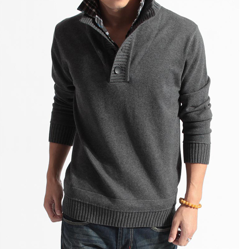 Two men's sweaters standneck knit shirts shirt collar men's pullovers large size solid color sweaters
