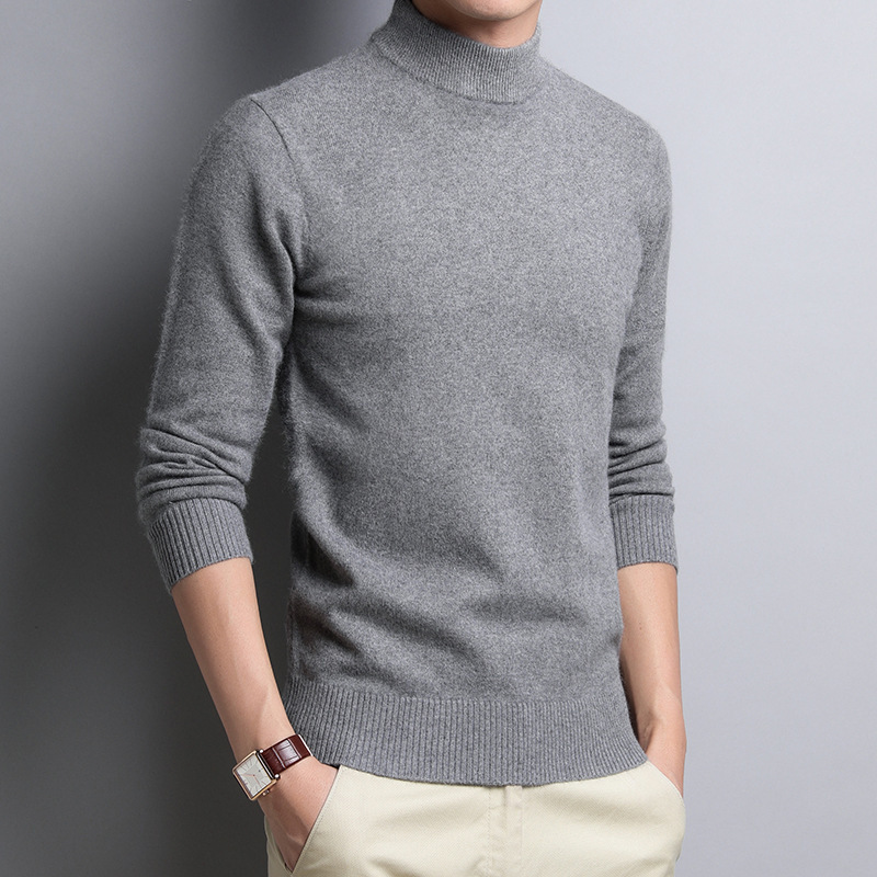 Cashmere autumn/winter men's sweater Cashmere sweater half turtleneck men's slim knit men's hair