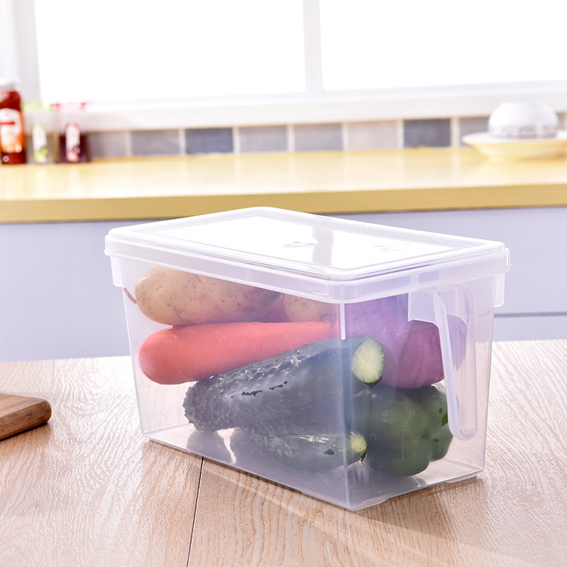 Food storage box, storage box with plastic handle, rectangular transparent refrigerator box, storage box with plastic cover that can be stacked details Picture