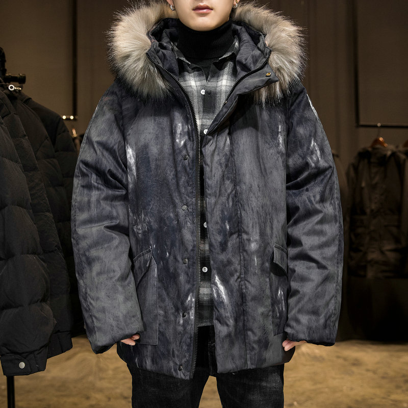 Down cotton-padded jacket for men's 2020 winter collection, new men's Hong Kong-style warm cotton-padded jacket, men's loose camouflage printed cotton-padded jacket