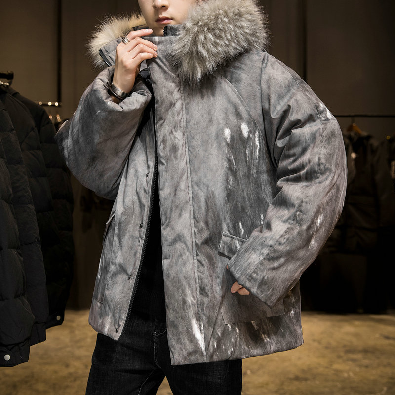 Down cotton-padded jacket for men's 2020 winter collection, new men's Hong Kong-style warm cotton-padded jacket, men's loose camouflage printed cotton-padded jacket Application Scenario
