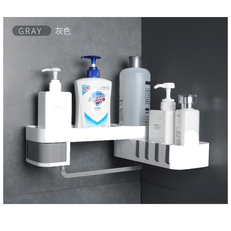 Seamless, non-perforated bathroom storage rack, bathroom rack, seamless rotating storage rack, washbasin rack, flat-angle triangular storage rack Item Picture
