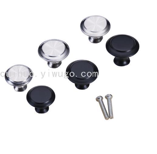 Acero inoxidable de un agujero pequeño tirador metal redondo seta negro plata minimalista cajón puerta pulgar manija Item Picture