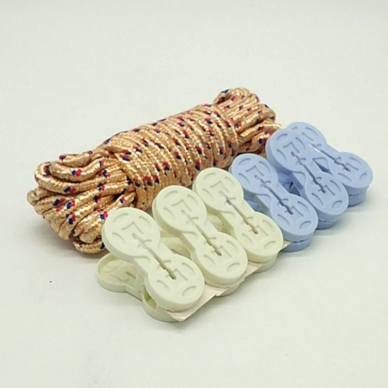 Sunshine Department Store bag 6 pieces of clips, 10m color braided rope, clothes drying rope, polypropylene rope, binding rope details Picture