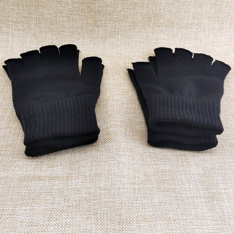 N3711 Premium all-black half-finger gloves with thickened Korean version for student cycling warmth and cold protection, 2-yuan store Specification image