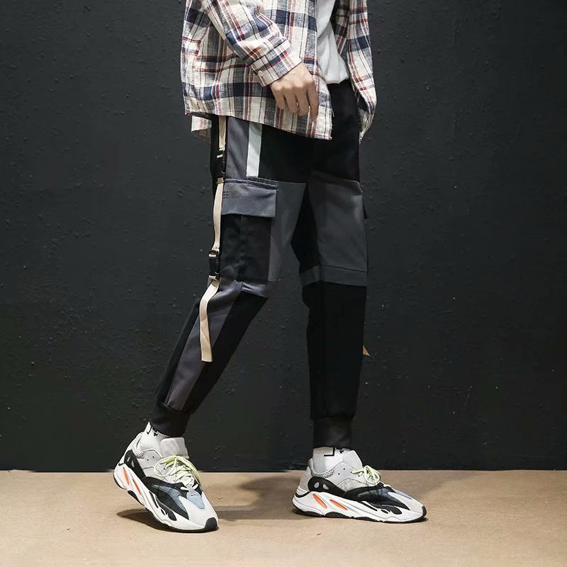 The new loose spring and autumn style of the trendy men's workwear pants from the popular Instagram brand, Hong Kong style, can be tightened and are casual and trendy pants details Picture