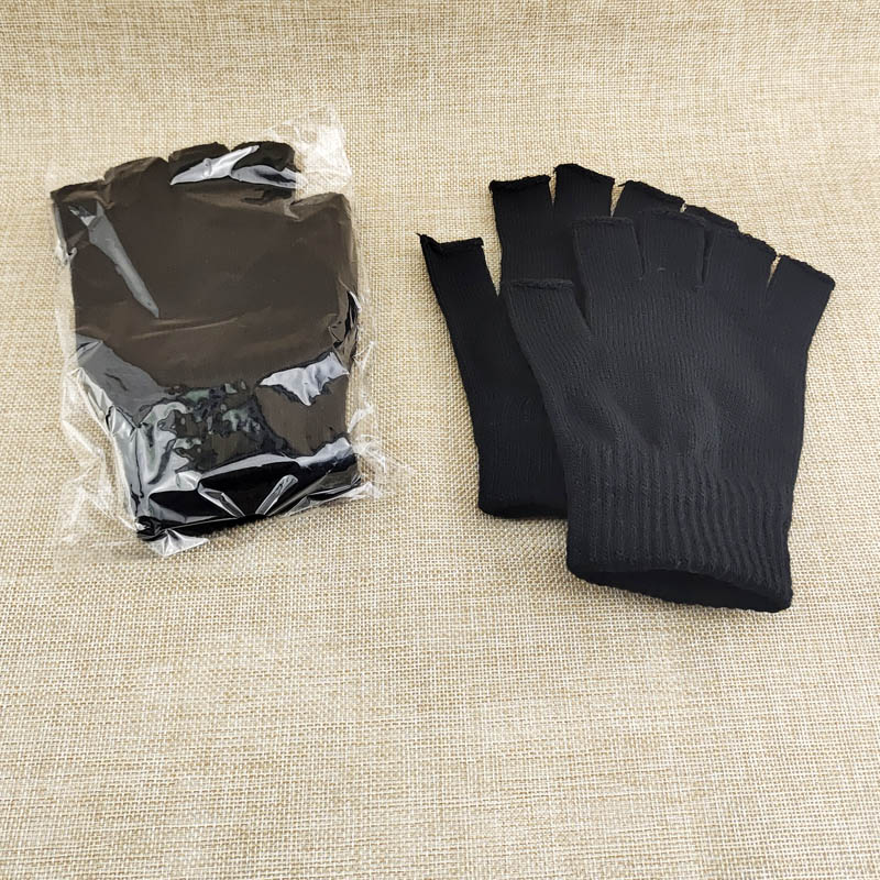 N3711 Premium all-black half-finger gloves with thickened Korean version for student cycling warmth and cold protection, 2-yuan store details Picture
