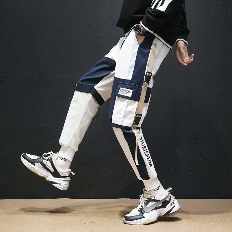 The new loose spring and autumn style of the trendy men's workwear pants from the popular Instagram brand, Hong Kong style, can be tightened and are casual and trendy pants Specification image