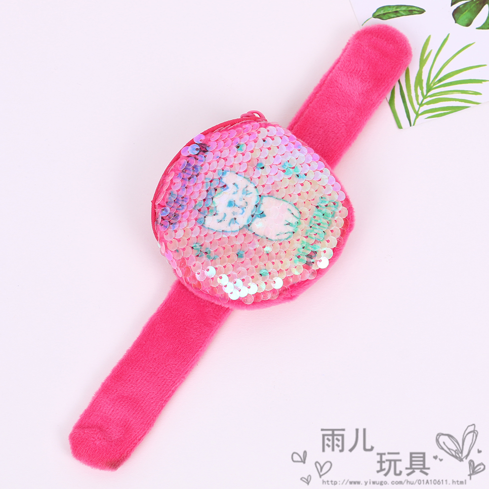 Fashionable sequined women and children's coin purse, new plush wrist strap, papapapa ring, cute bracelet wallet gift Specification image