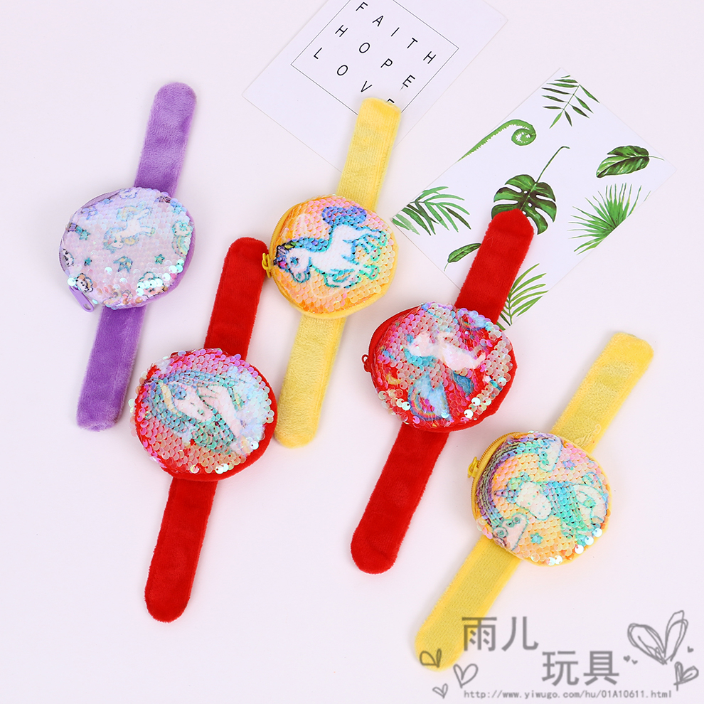 Factory direct sales of children's cartoon plush papa ring bracelet, coin purse, creative multi-color party decoration wrist strap