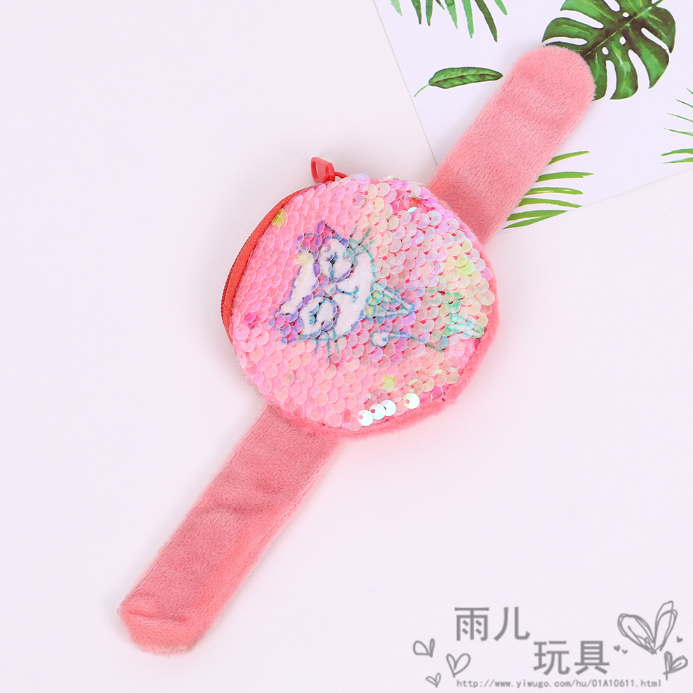 Fashionable sequined women and children's coin purse, new plush wrist strap, papapapa ring, cute bracelet wallet gift Item Picture
