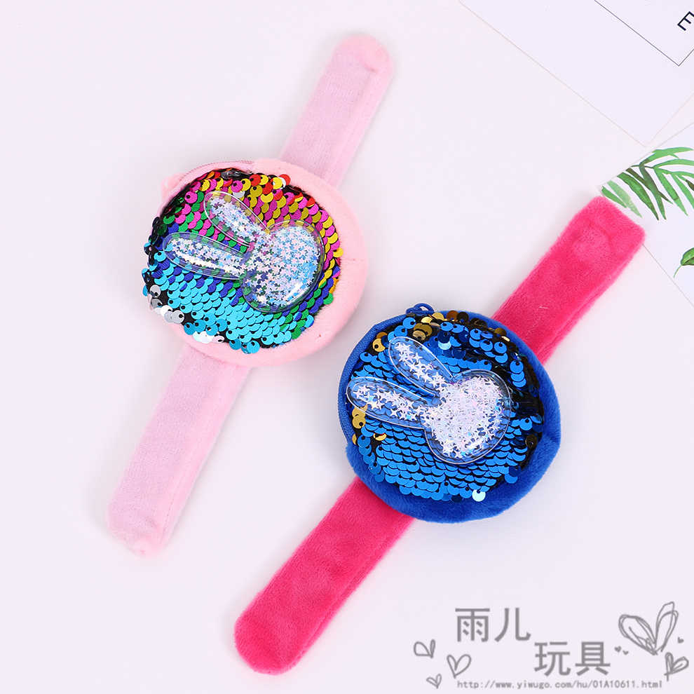 Cute cartoon rabbit pop pop ring coin purse, creative plush couple pop pop ring, girlish bracelet gift details Picture