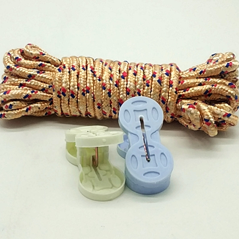 Sunshine Department Store bag 6 pieces of clips, 10m color braided rope, clothes drying rope, polypropylene rope, binding rope Application Scenario