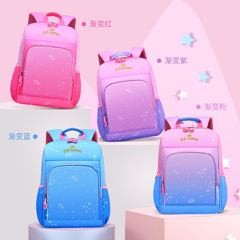 The children's schoolbag gradually changes the backpack for primary school students, boys and girls, grades 12, 36, grade 12, 12, Grade 6, weight reduction and spine protection space bag is lightweight
