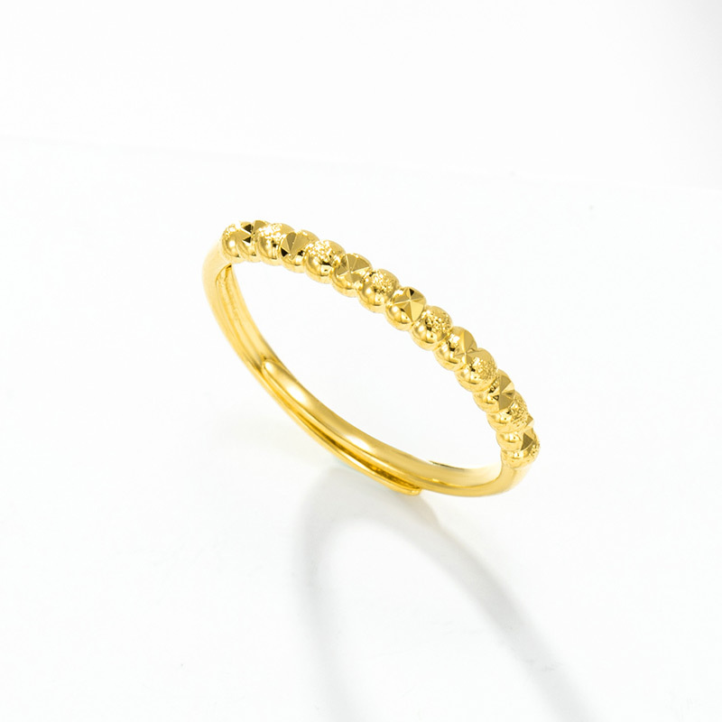 Xuping joyería nueva llegada simple coche flor mate abierto anillo mujer chapado en oro mostrar la longitud de la mano anillo pequeño dedo índice Specification image