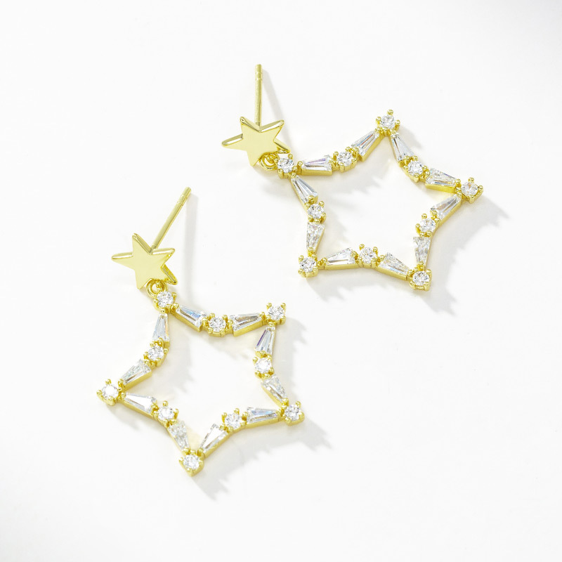 Xuping joyería japón y corea moda estrella pendientes mujer 925 aguja de plata chica corazón nuevo chapado en oro lleno de circonio en stock al por mayor Specification image