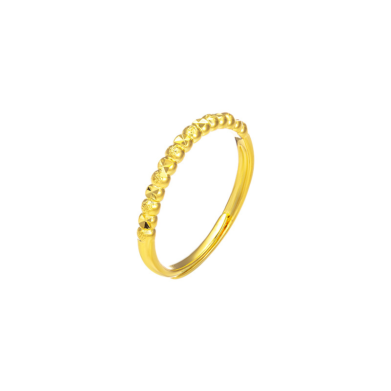Xuping joyería nueva llegada simple coche flor mate abierto anillo mujer chapado en oro mostrar la longitud de la mano anillo pequeño dedo índice Item Picture