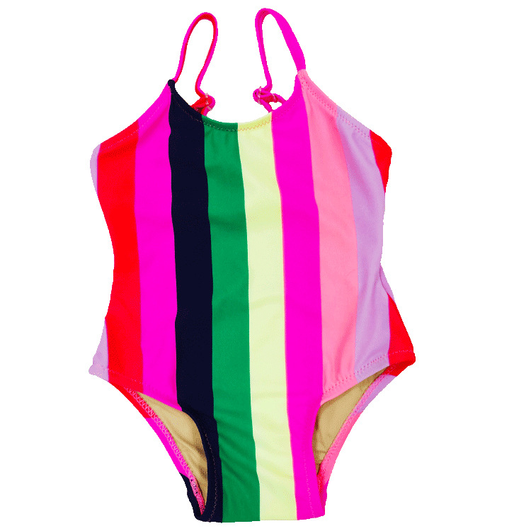 Children's Swimwear Summer 2020 new girls' halter swimwear Rainbow stripe flow baby cute one-piece swimwear