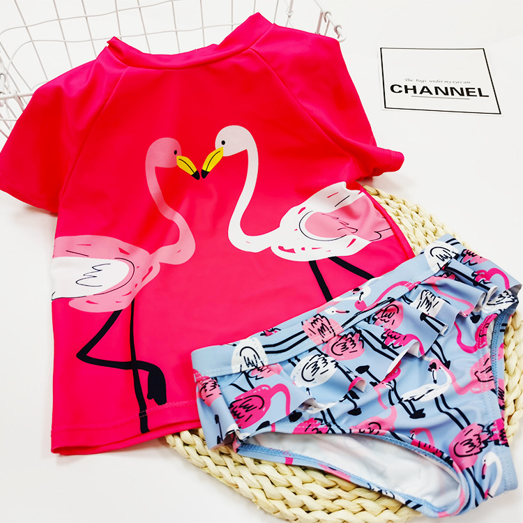 Children's swimsuit Girl's split swimsuit cute Flamingo little big kids fashion baby skin-friendly quick-dry swimsuit