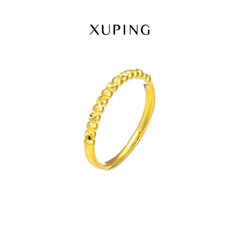 Xuping joyería nueva llegada simple coche flor mate abierto anillo mujer chapado en oro mostrar la longitud de la mano anillo pequeño dedo índice