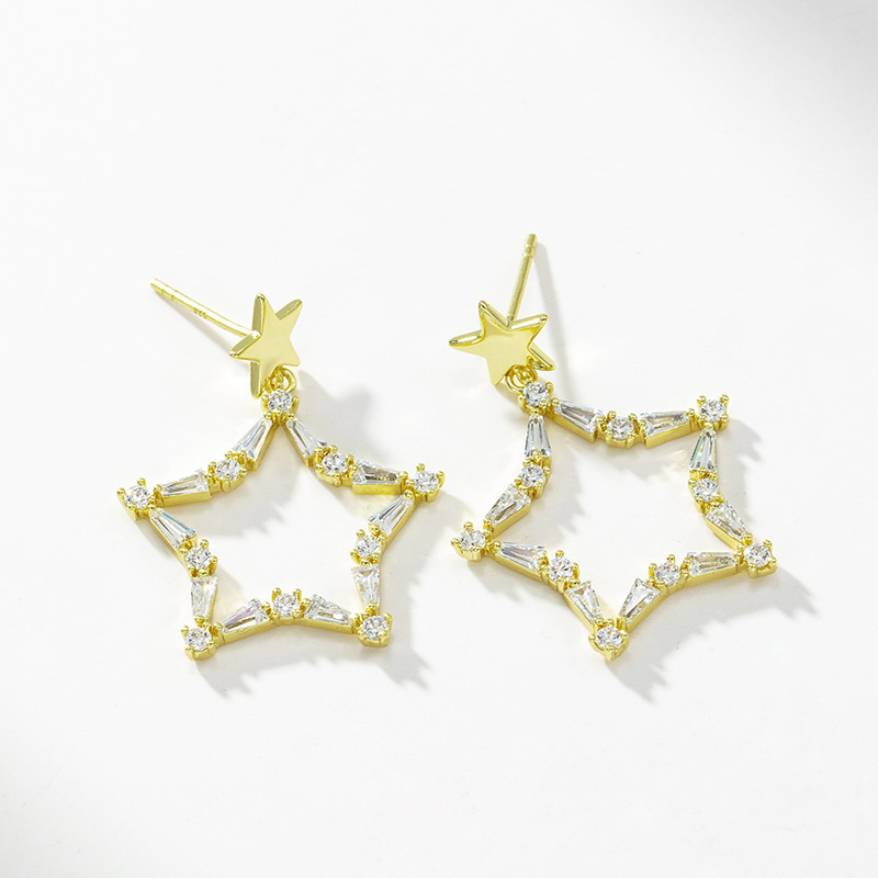 Xuping joyería japón y corea moda estrella pendientes mujer 925 aguja de plata chica corazón nuevo chapado en oro lleno de circonio en stock al por mayor Application Scenario