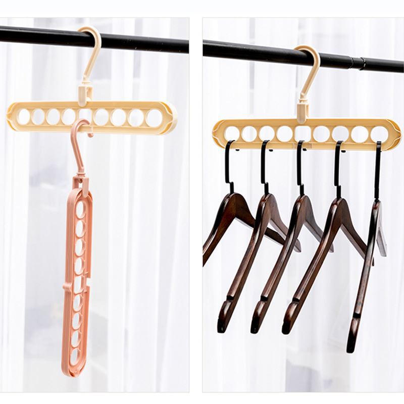35823 Douyin Multi-functional Magic Versatile Clothes Hanger Wardrobe Organization Space-saving Nine-hole telescopic Anti-slip Clothes Hanger Application Scenario