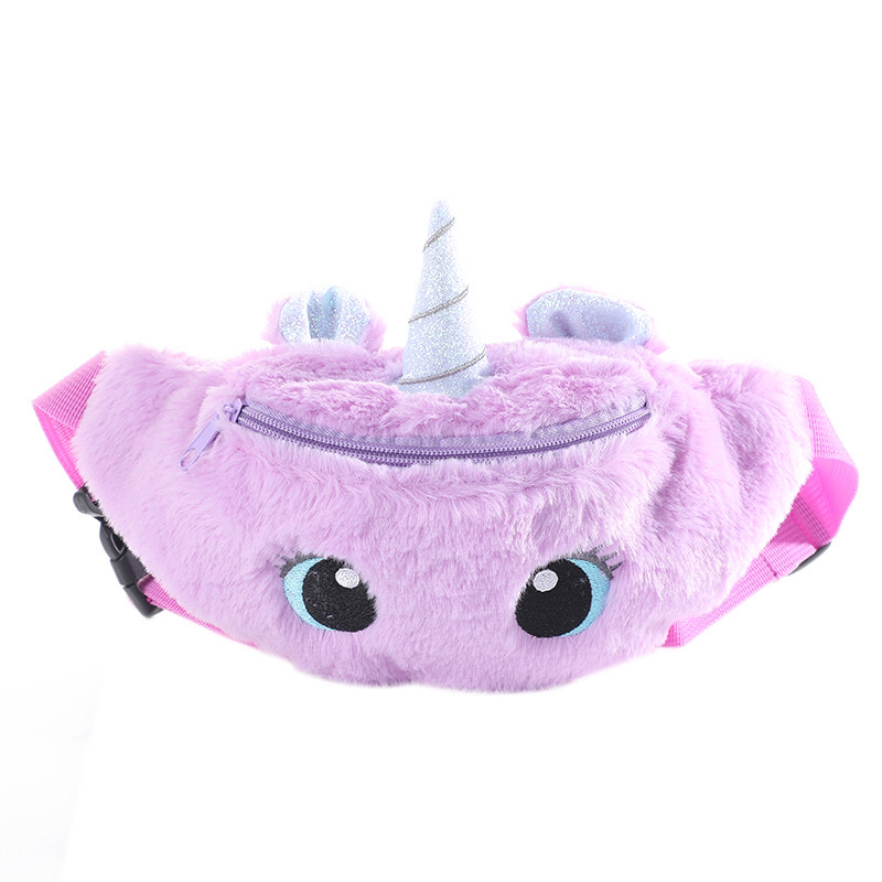 Plush toy unicorn waist bag, plush wallet, unicorn cartoon waist bag, plush waist bag Application Scenario