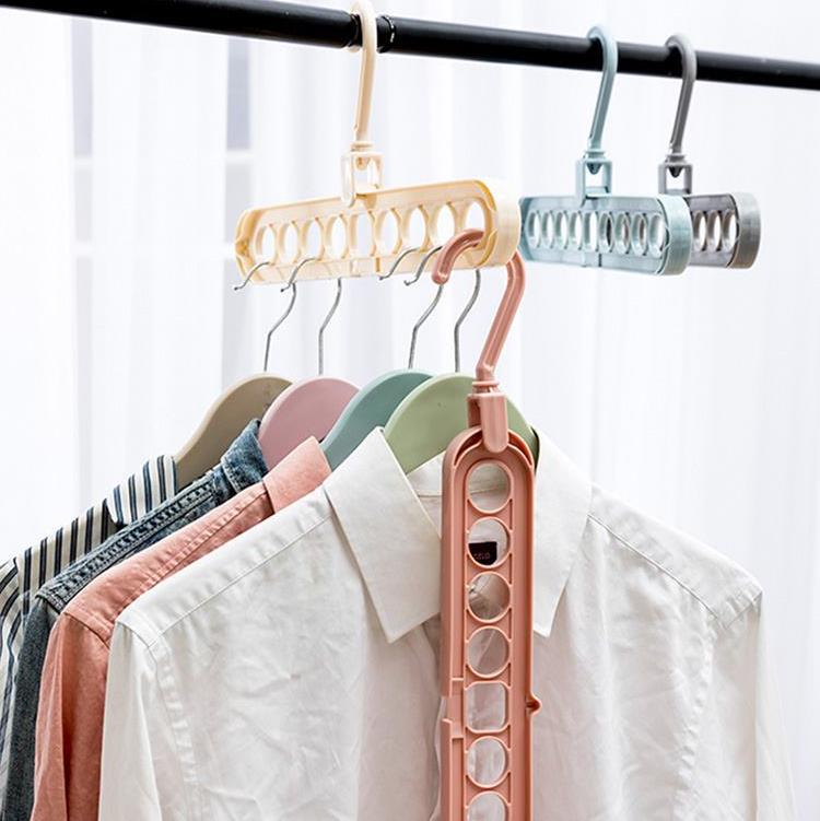 35823 Douyin Multi-functional Magic Versatile Clothes Hanger Wardrobe Organization Space-saving Nine-hole telescopic Anti-slip Clothes Hanger Specification image