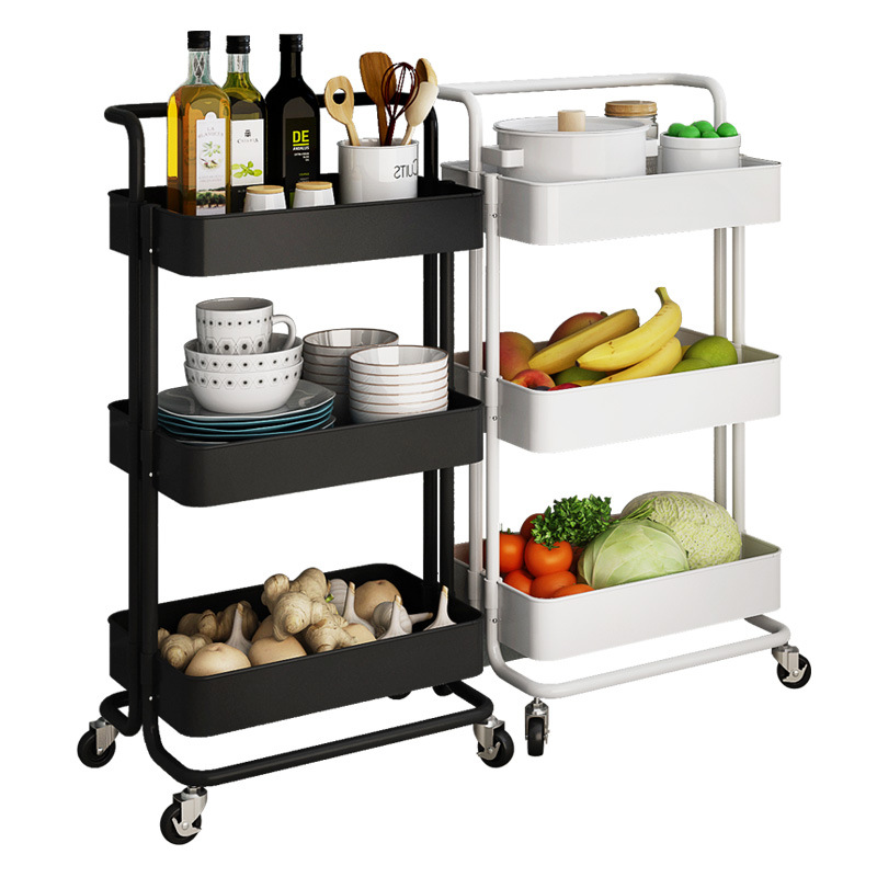 Trolley storage rack, kitchen floor storage, bedroom living room, multi-layer wheeled movable storage rack Item Picture