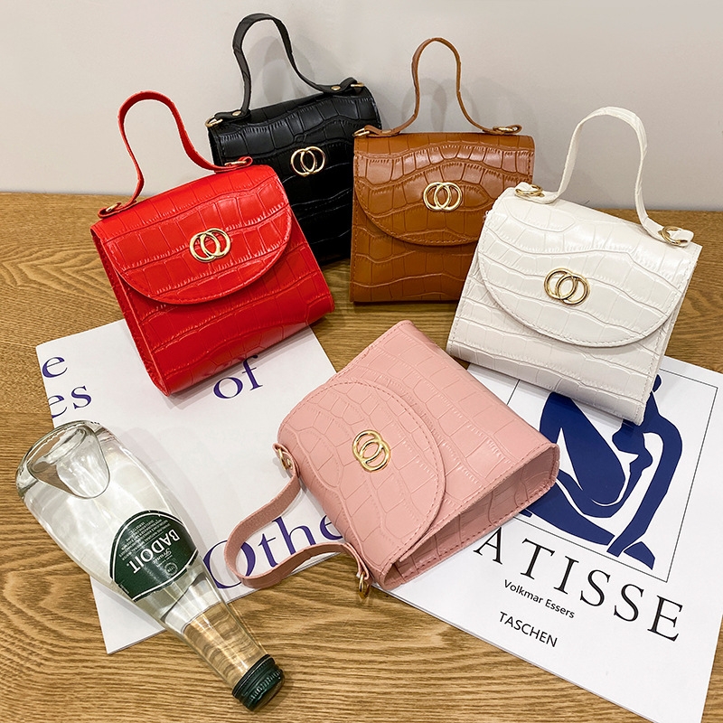 ladies hand bag 女包2021新款圈圈鳄鱼纹手提小方包休闲手机小包