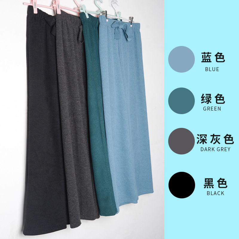 Yan Jie's camel hair wide-leg pants, high-waisted women's pants with fleece for a slimming look, loose and drape, elastic and floor-length casual pants, all sizes in four colors, available for one-piece delivery Specification image