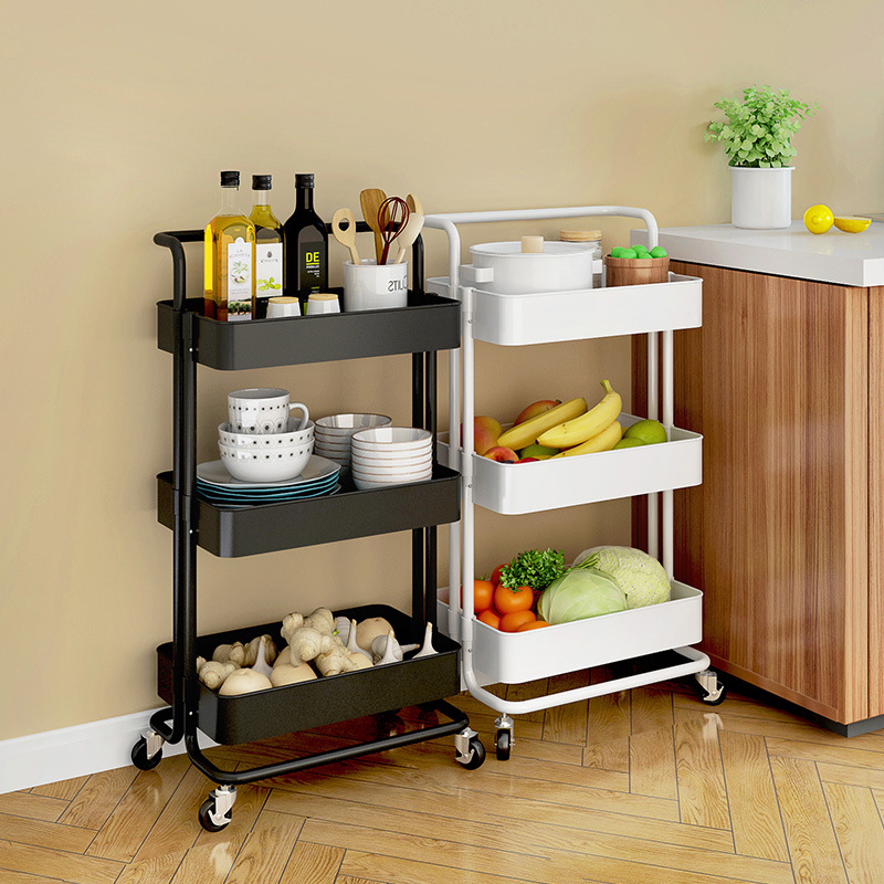 Trolley storage rack, kitchen floor storage, bedroom living room, multi-layer wheeled movable storage rack details Picture