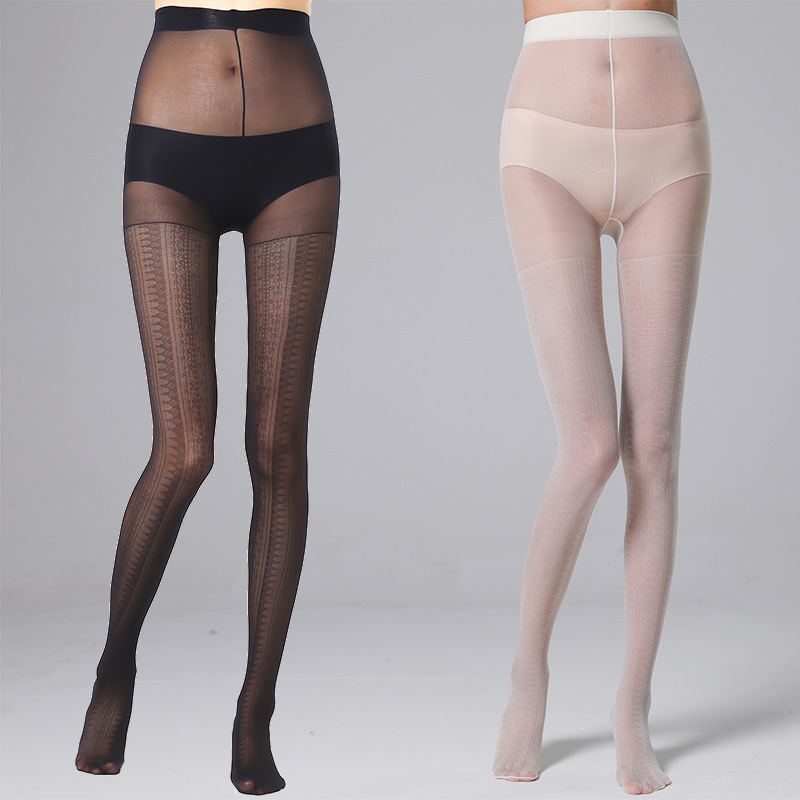 Sister Yan's summer thin European and American style black light striped printed silk stockings with printed crotch socks, sexy wholesale, one-piece consignment details Picture