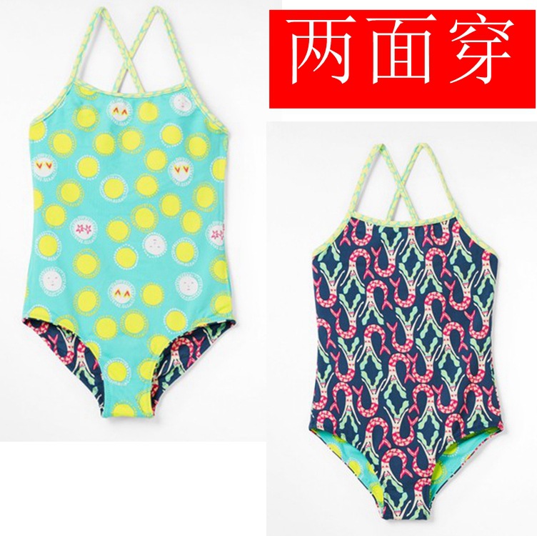 Girls and children's quick dry swimsuit double wear double wear wave point swimsuit custom