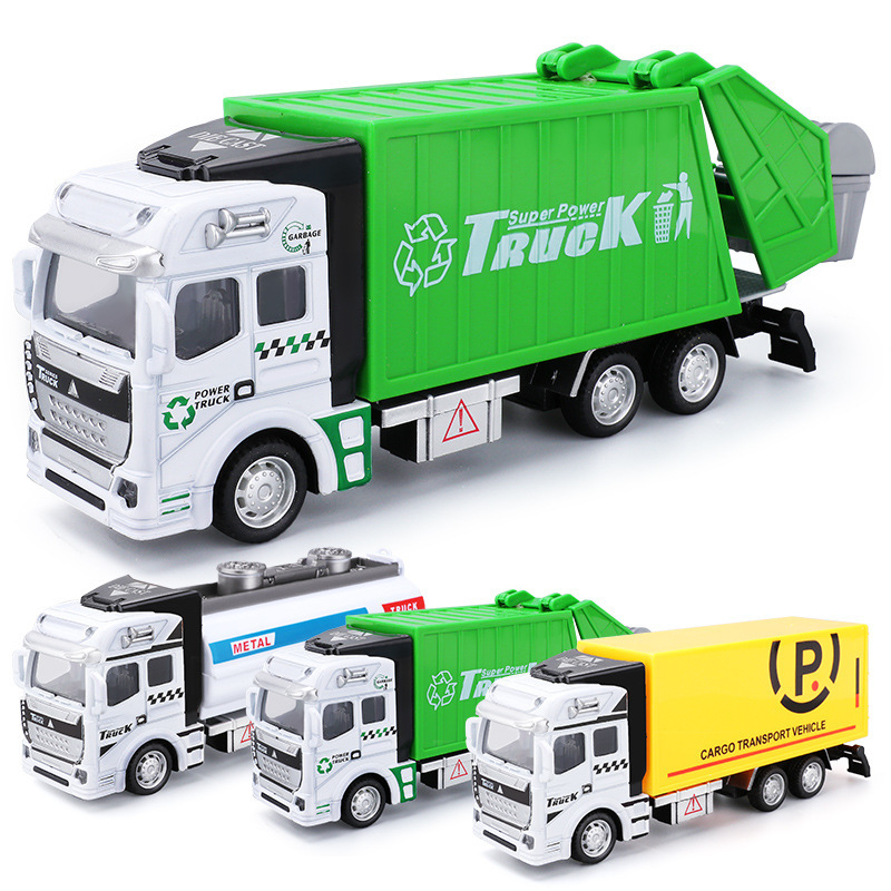 Wholesale of alloy rebound environmental sanitation garbage classification engineering vehicles, water sprinklers, boys' and children's toy simulation models, and cars Item Picture