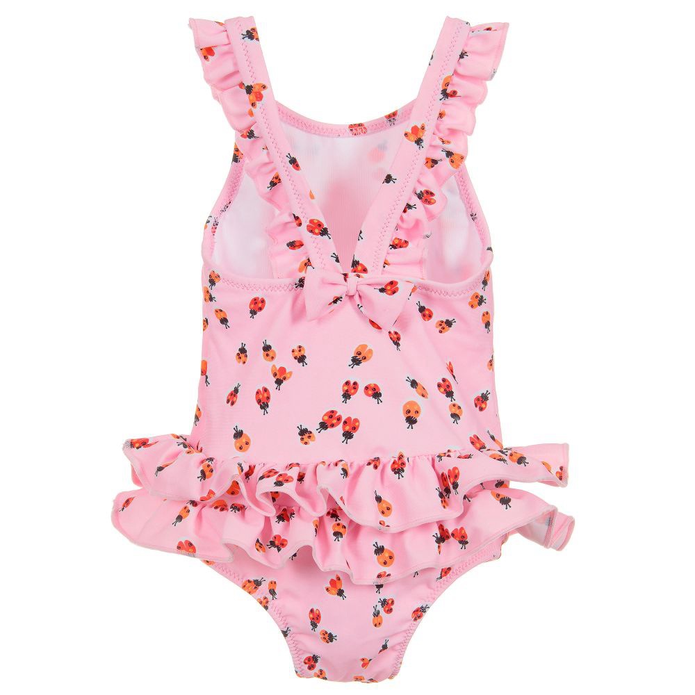 A ladybug rose red pink one-piece swimsuit for kids and girls is trending on Instagram
