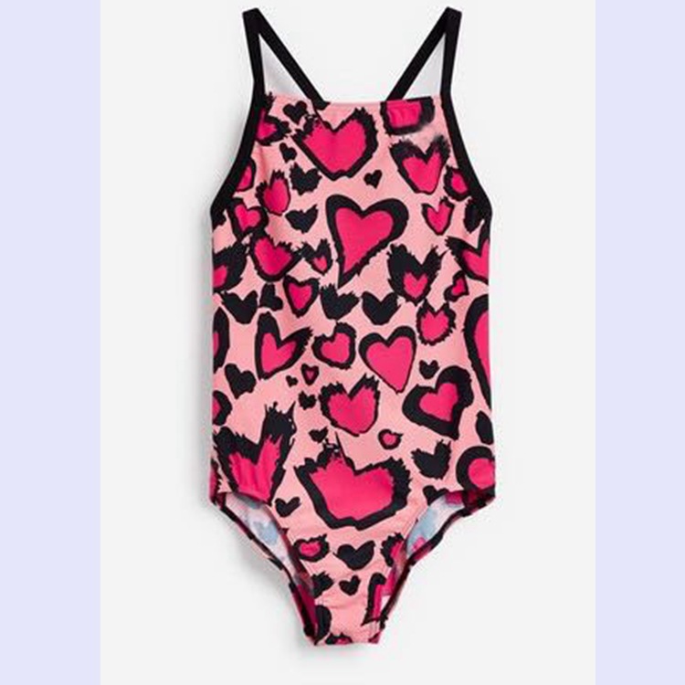 Instagram's latest leopard print, adjustable shoulder strap, digital print one-piece bikini for kids