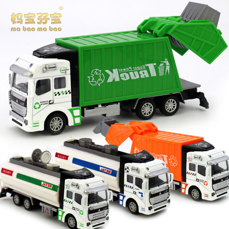 Wholesale of alloy rebound environmental sanitation garbage classification engineering vehicles, water sprinklers, boys' and children's toy simulation models, and cars