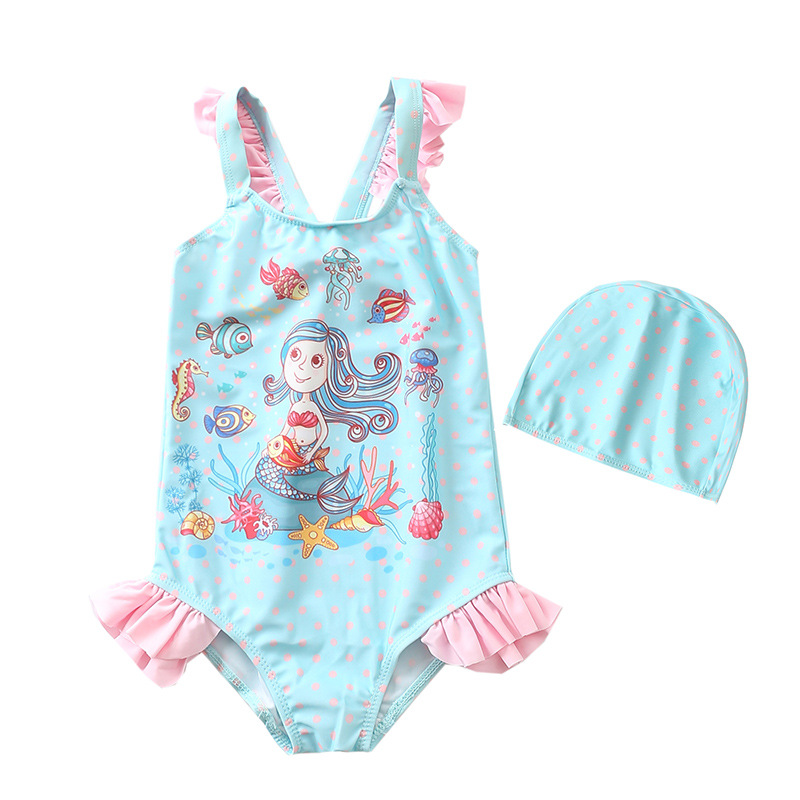 European and American new swimsuit sweet and lovely children children girls one-piece swimsuit mermaid princess swimsuit