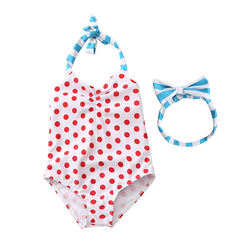 Korean baby baby baby girl Polka-dot swimsuit cute girl swimsuit