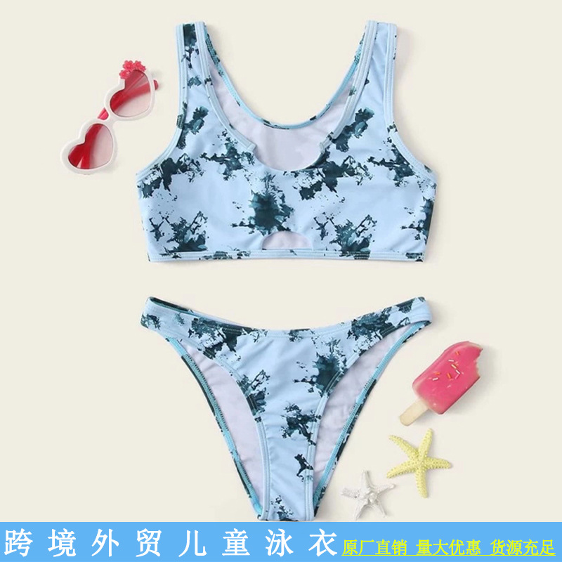 Fashion camouflage European and American children's swimsuit girls bikini big girls split sexy swimsuit