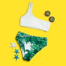 Fashion children's swimsuit girls new European and American girls split bikini foreign trade double-sided swimming outfit
